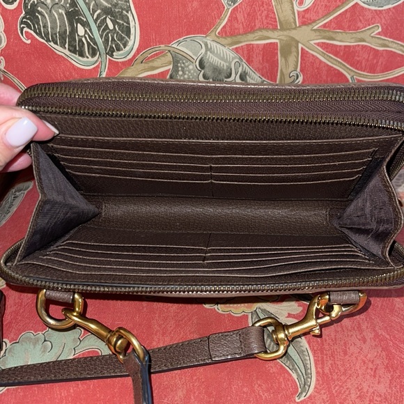 Gucci Ophidia Double Zip Crossbody Bag GG Coated Canvas Small Brown - Picture 5 of 8